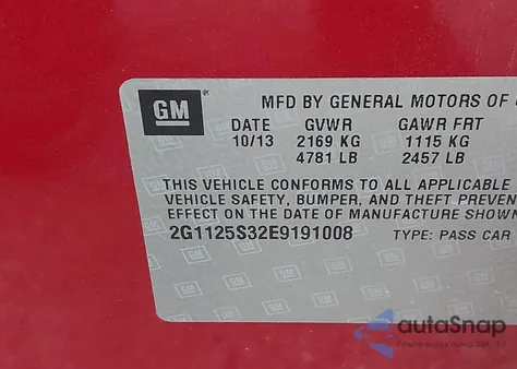 2014 Chevrolet Impala Lt z USA, uszkodzony, nr VIN 2G1125S32E9191008